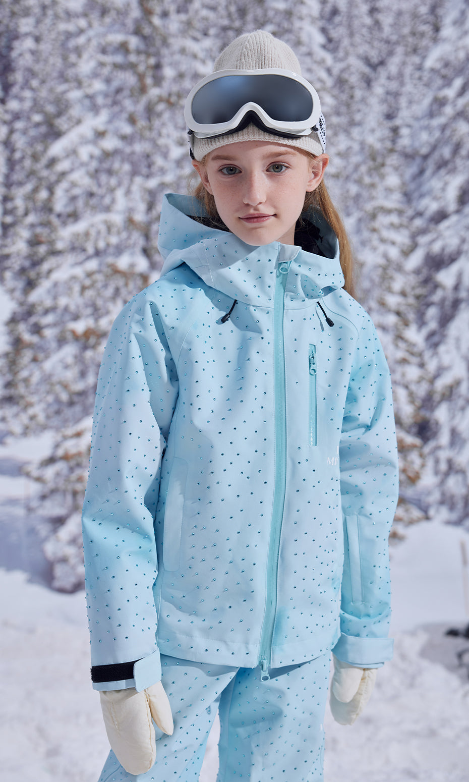 ISEE MIGGA Children's Diamond-Covered Blue Ski Suit
