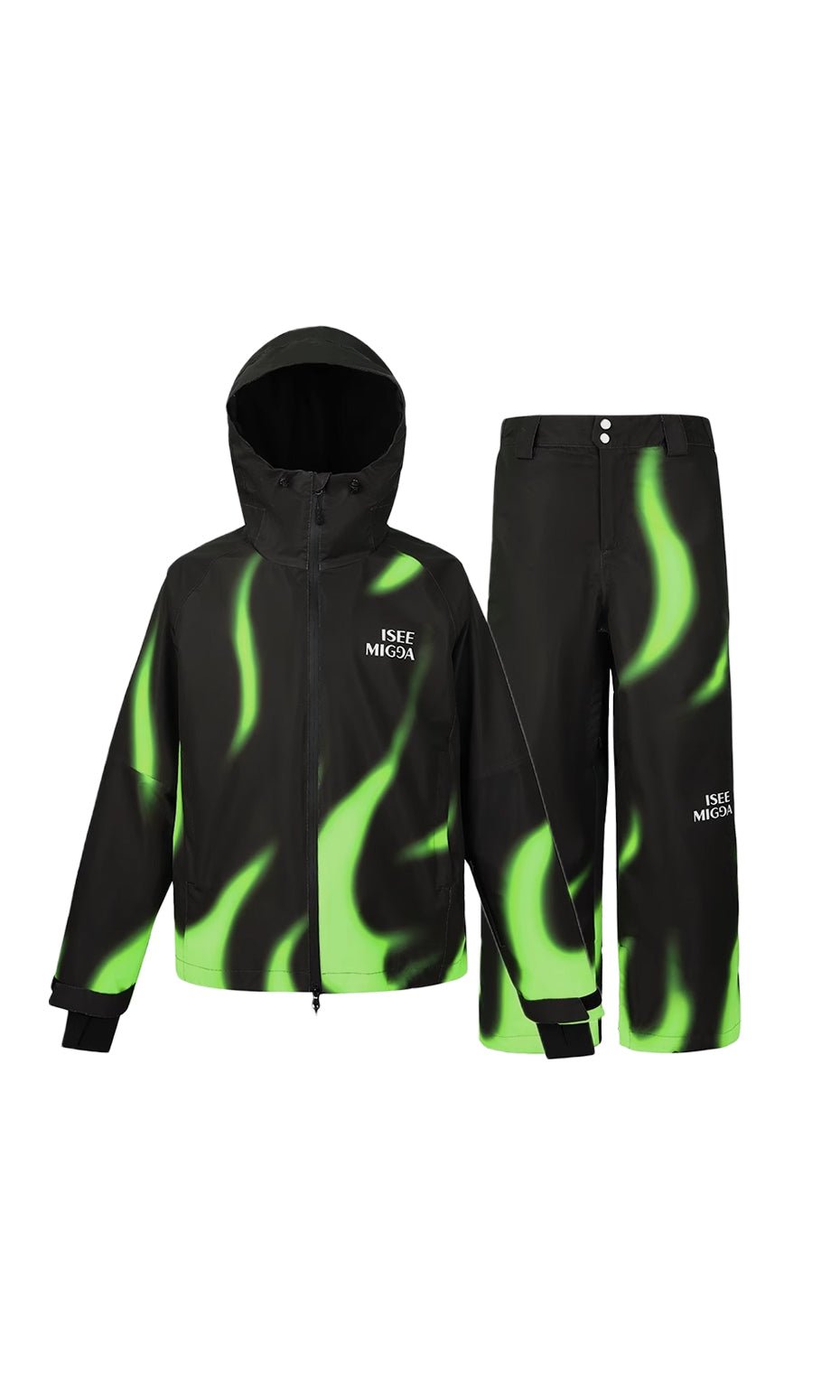 ISEE MIGGA Green Flame Ski Suit