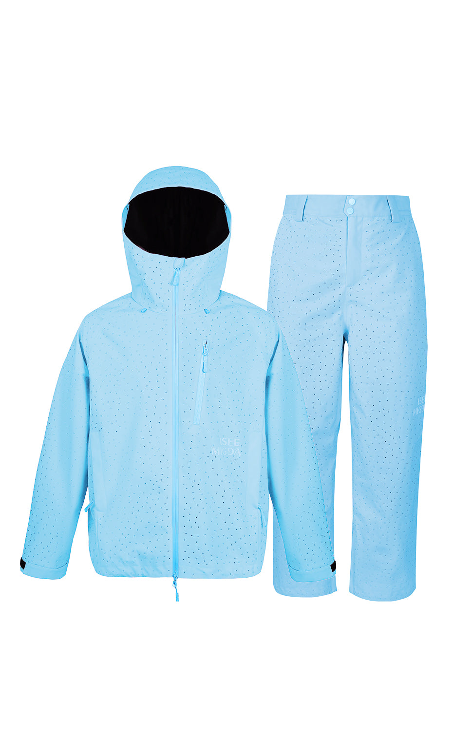 ISEE MIGGA Sky Blue Ski Suit with Full Diamonds