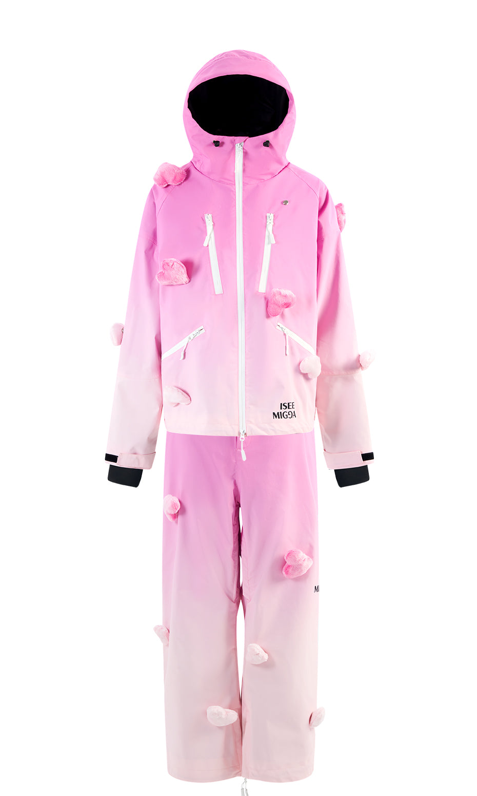 ISEE MIGGA Gradient Pink Glowing Heart Ski Suit
