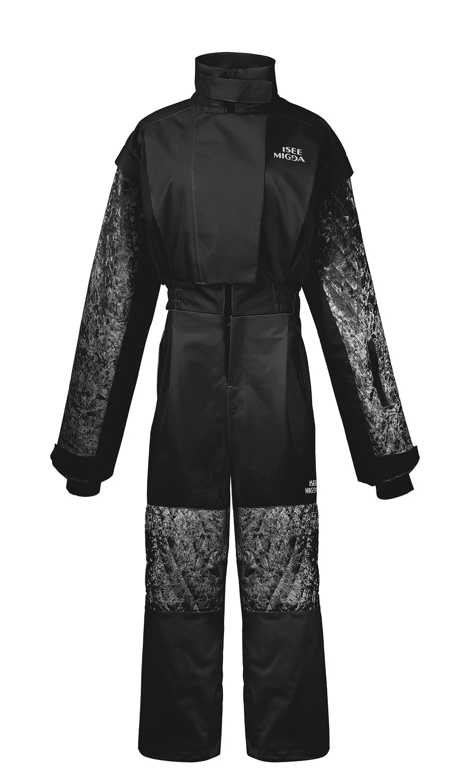ISEE MIGGA Velvet Quilted Obsidian Black Ski Suit