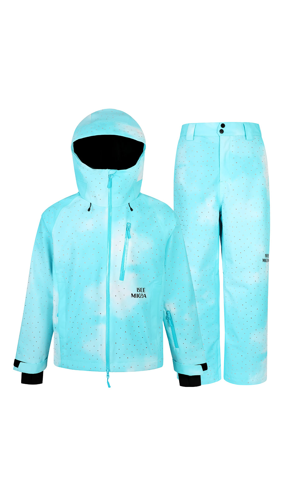 ISEE MIGGA Tiffany Blue Ski Suit with Diamonds
