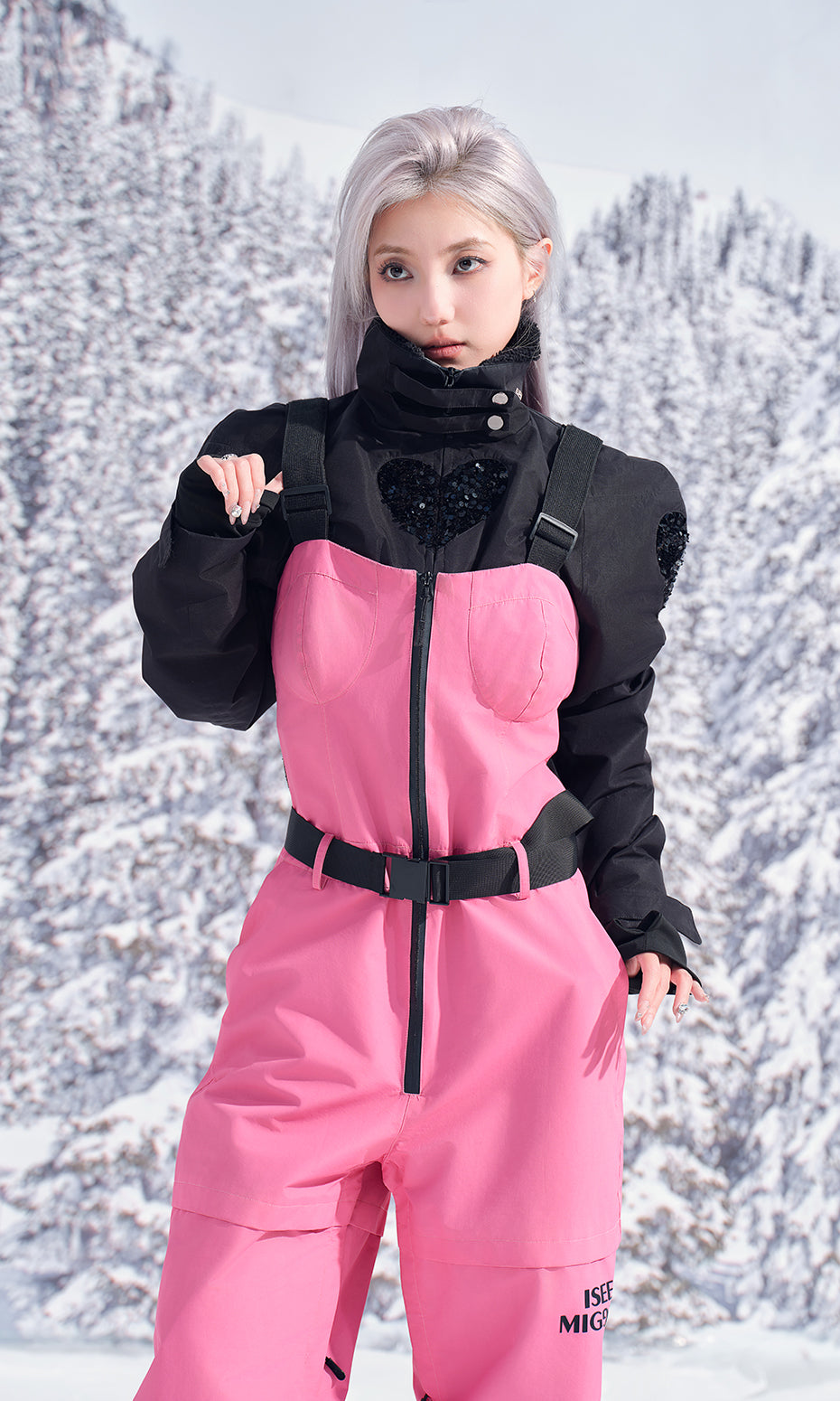ISEE MIGGA Sequined Heart Ski Suit