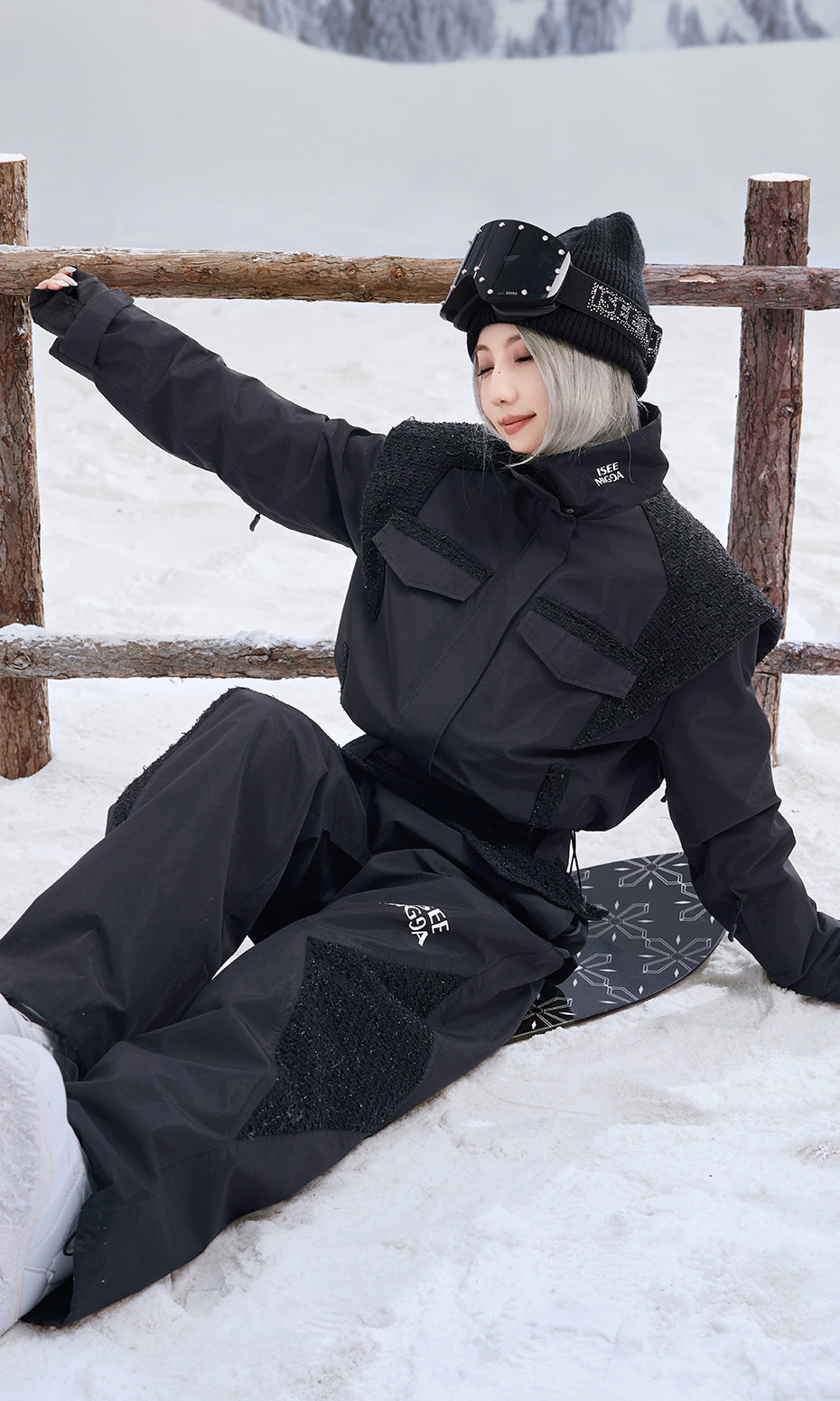 ISEE MIGGA Black and Gold Chanel Style Ski Suit