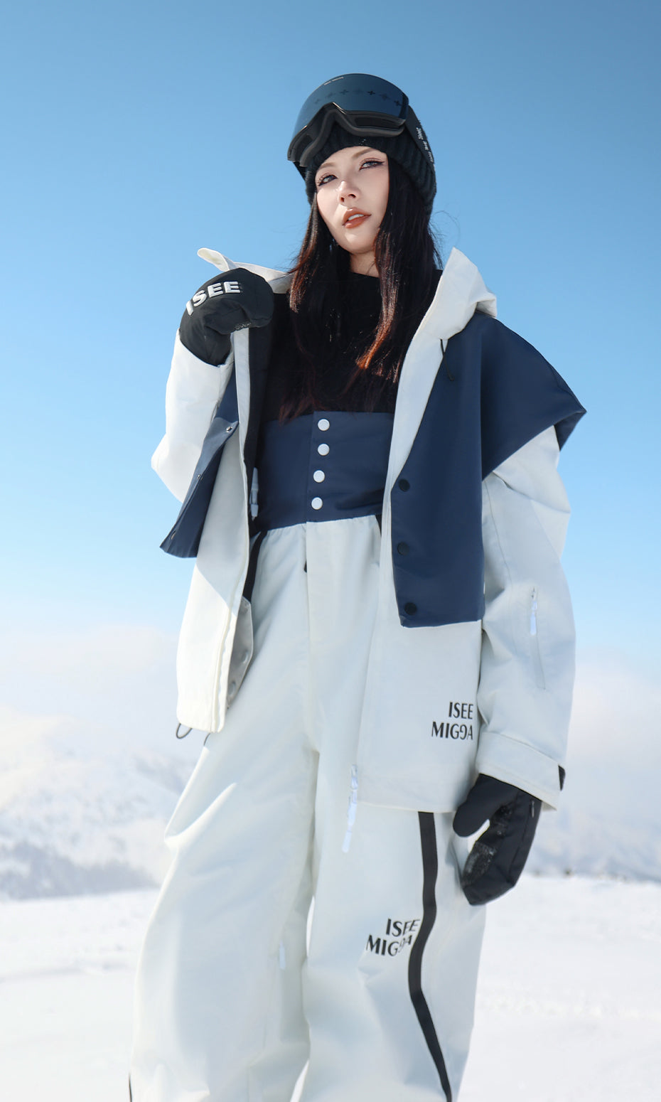 ISEE MIGGA Blue and White Sailor Ski Jacket
