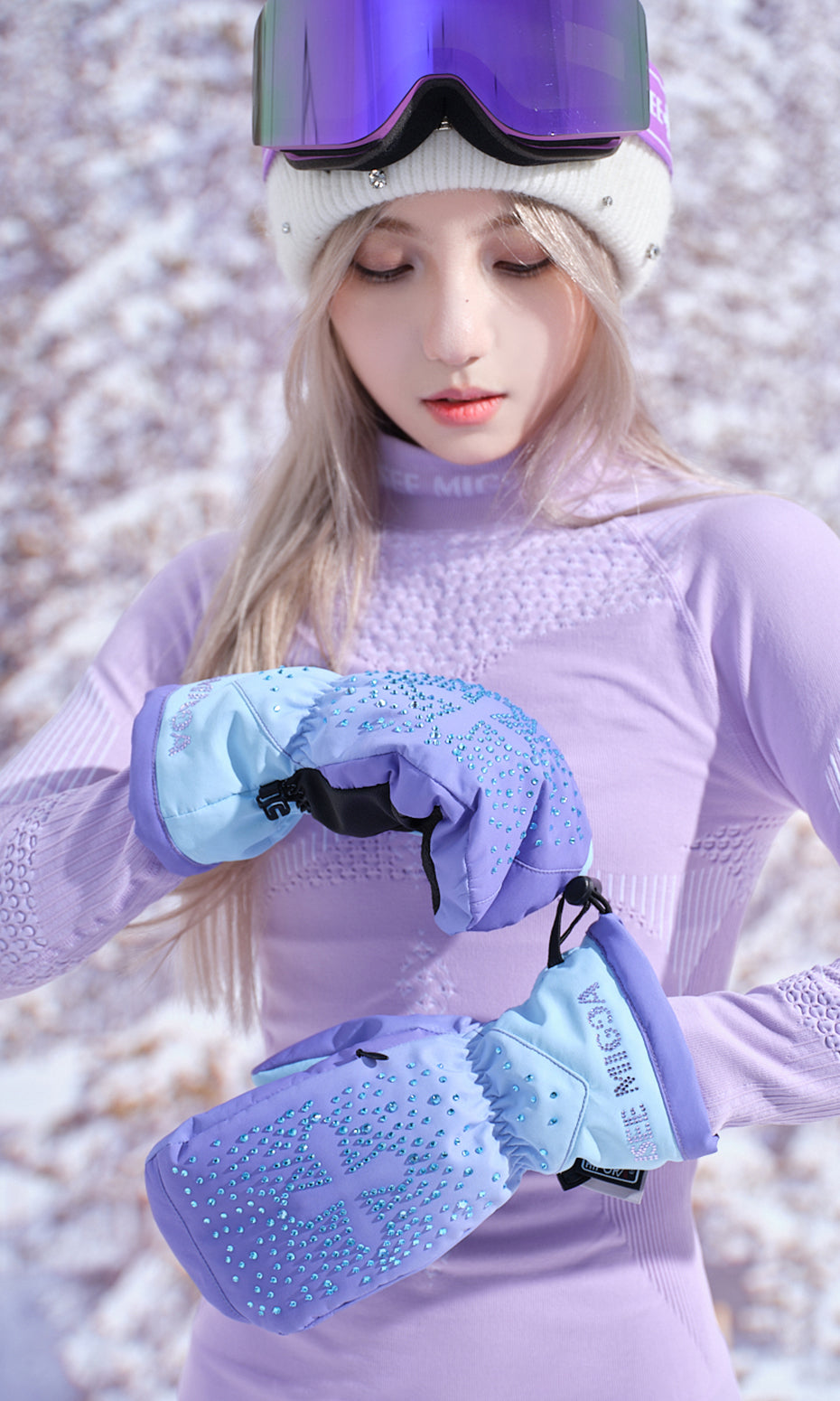 ISEE MIGGA Cross Rhinestone Gloves