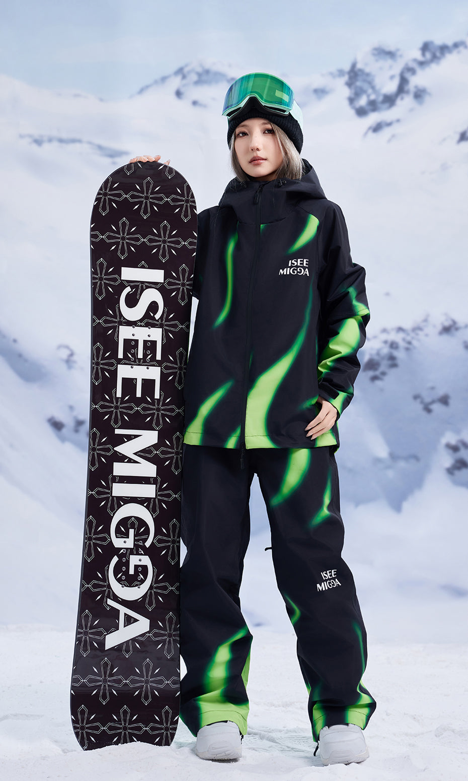 ISEE MIGGA Green Flame Ski Suit