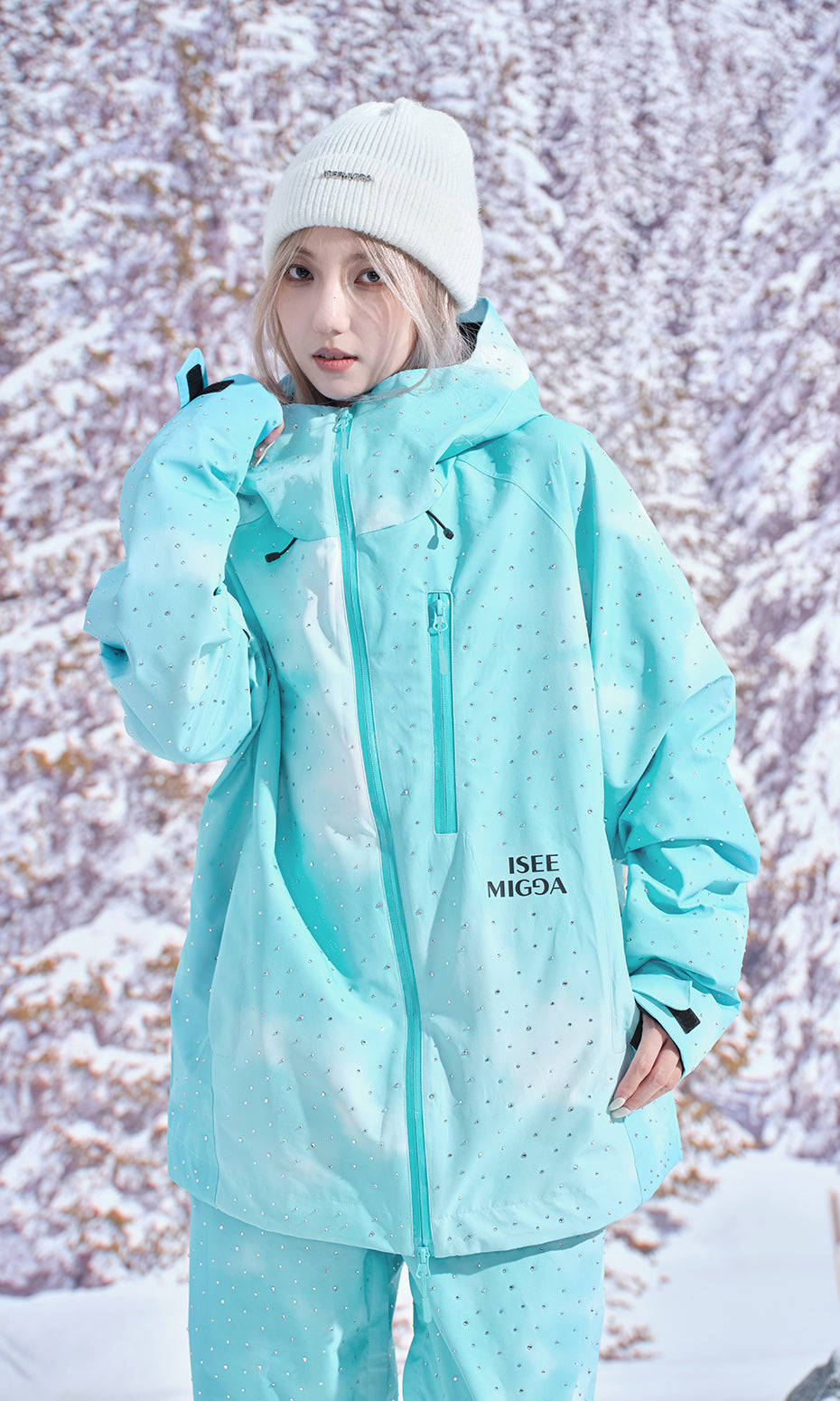 ISEE MIGGA Tiffany Blue Ski Suit with Diamonds