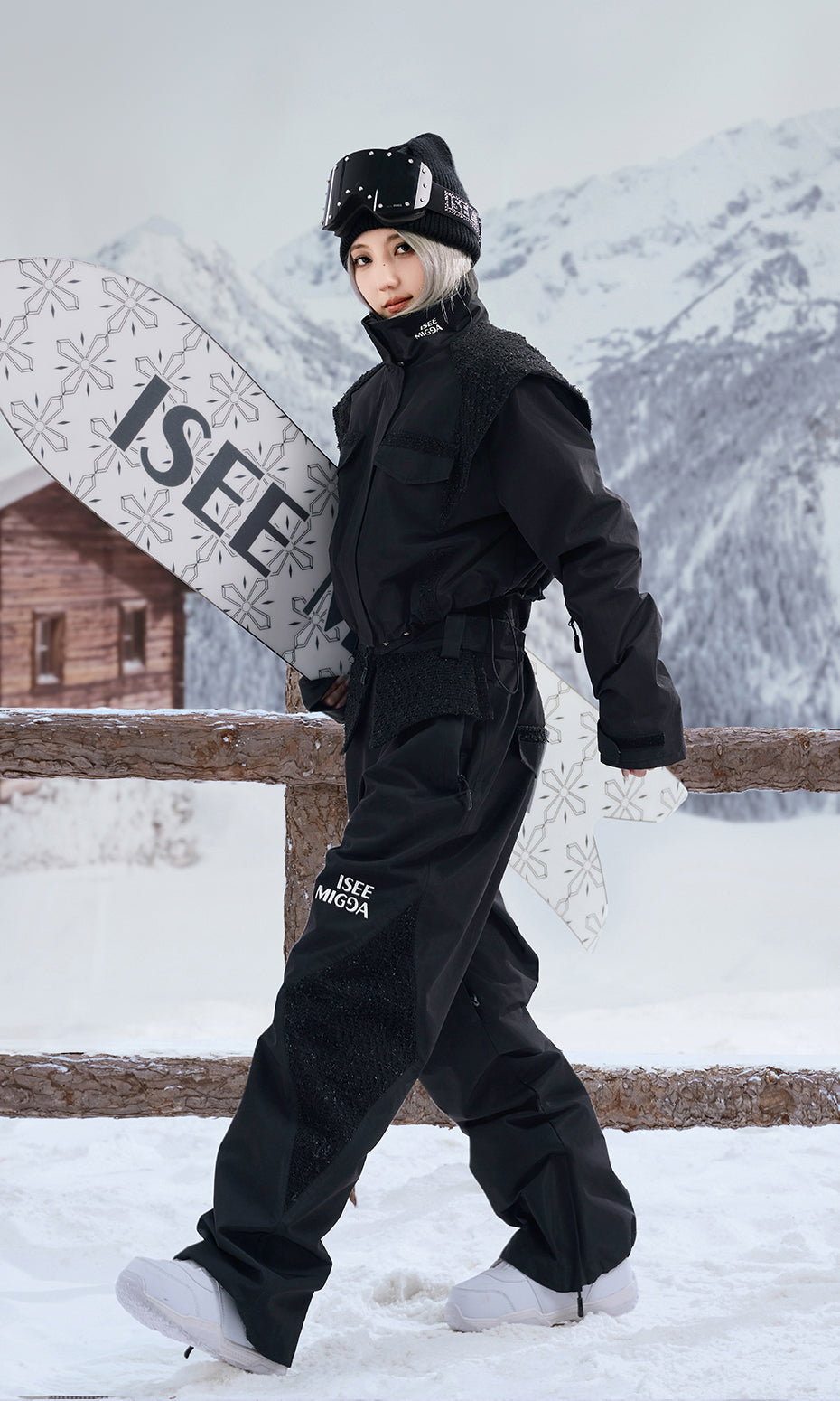 ISEE MIGGA Black and Gold Chanel Style Ski Suit