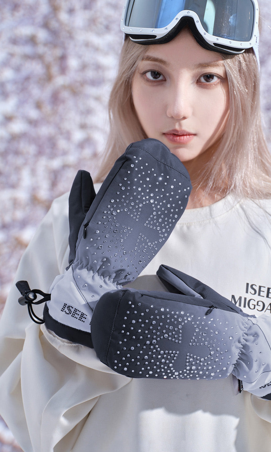 ISEE MIGGA Cross Rhinestone Gloves