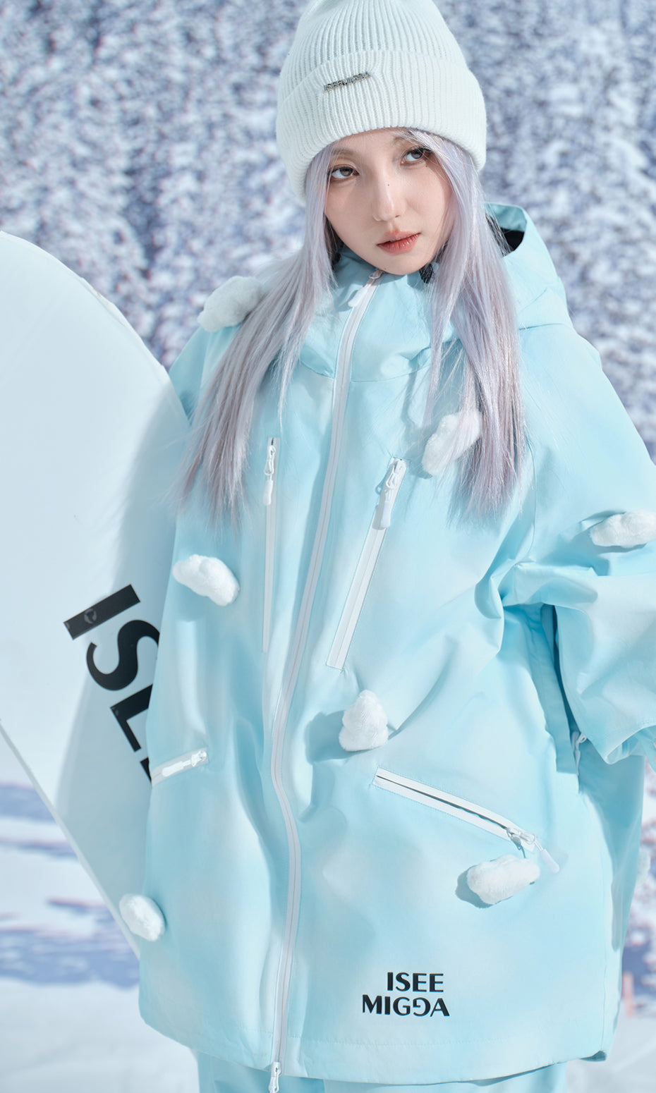 ISEE MIGGA Blue 3D Luminous Cloud Ski Suit
