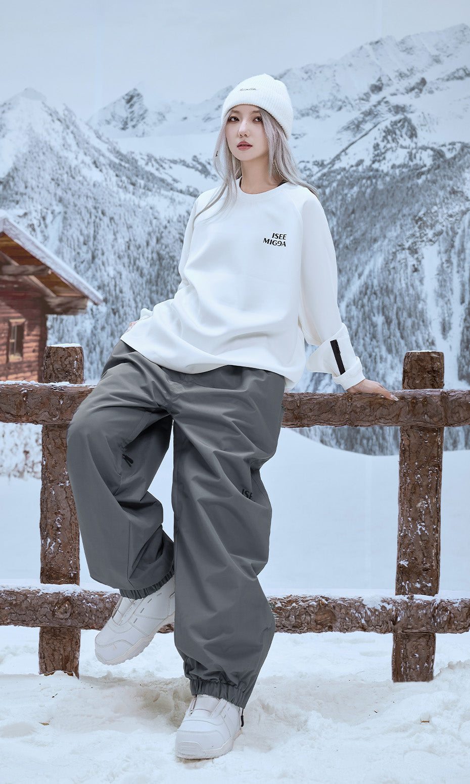 ISEE MIGGA Black Tortoise Grey Wide-Leg Pants