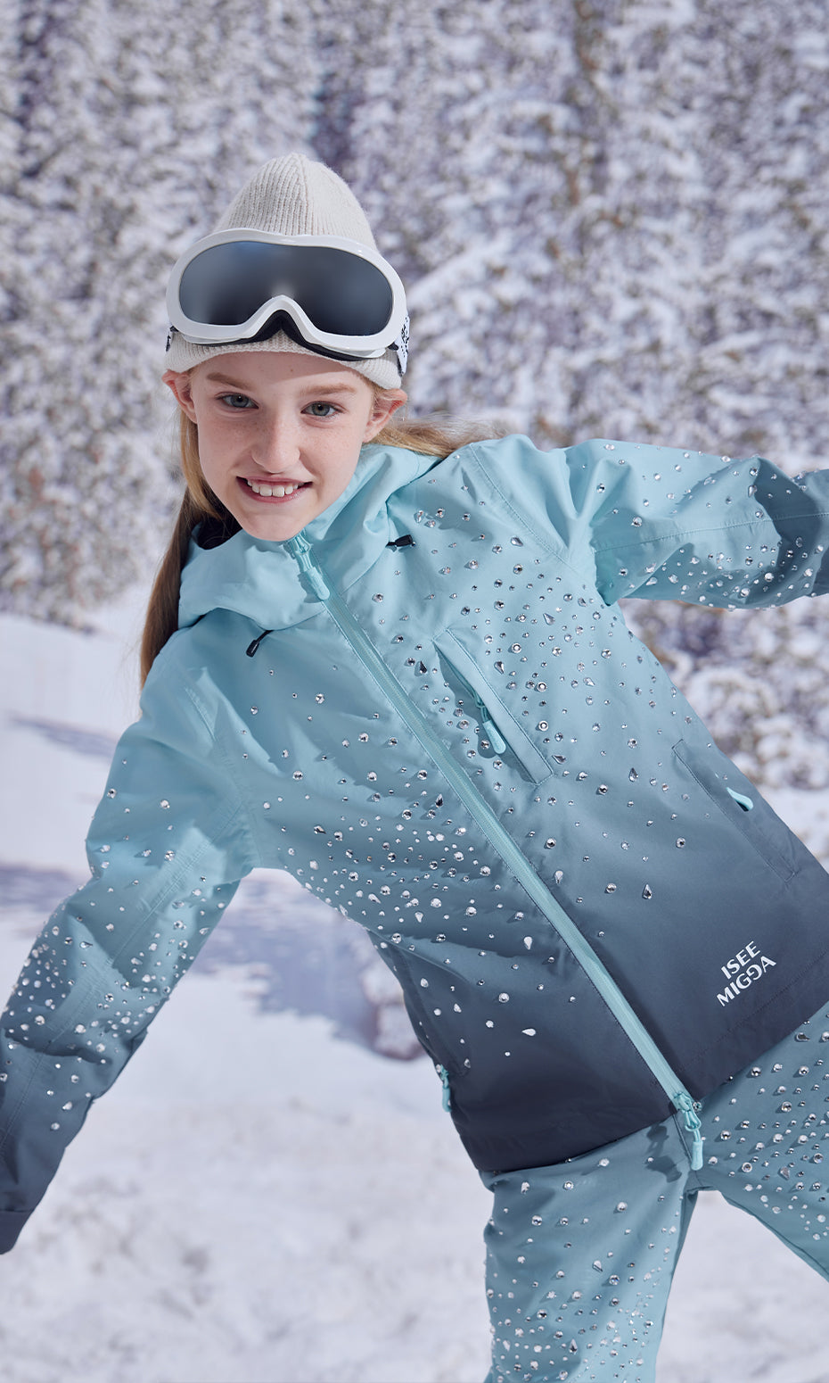 ISEE MIGGA Children's Secret Ski Suit in Ocean Blue