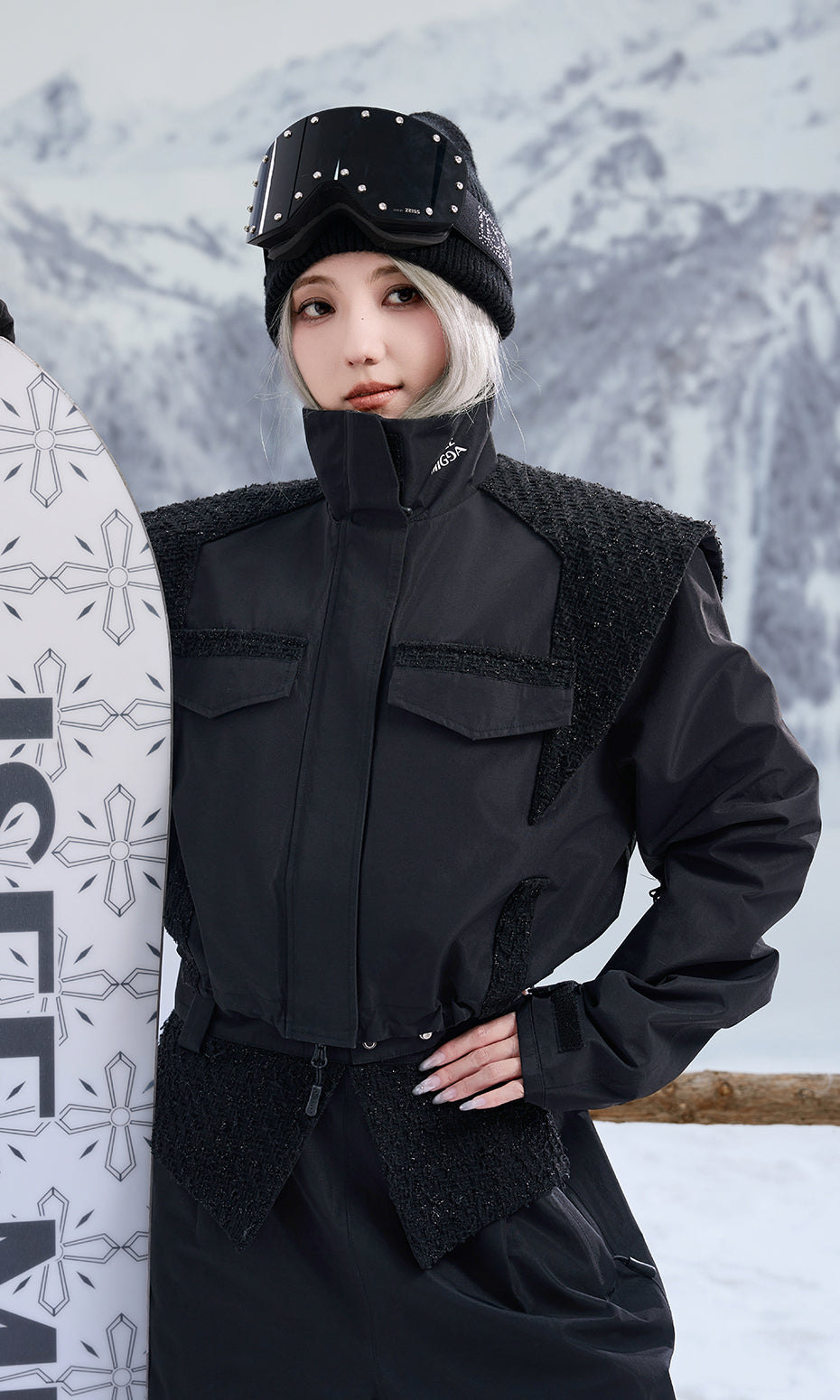 ISEE MIGGA Black and Gold Chanel Style Ski Suit