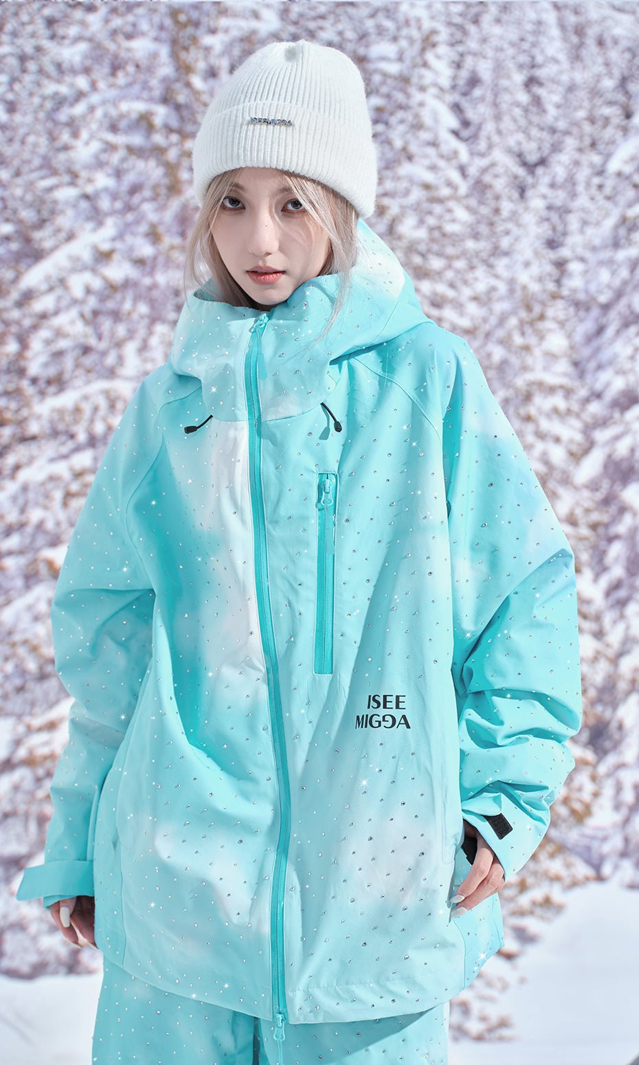 ISEE MIGGA Tiffany Blue Ski Suit with Diamonds