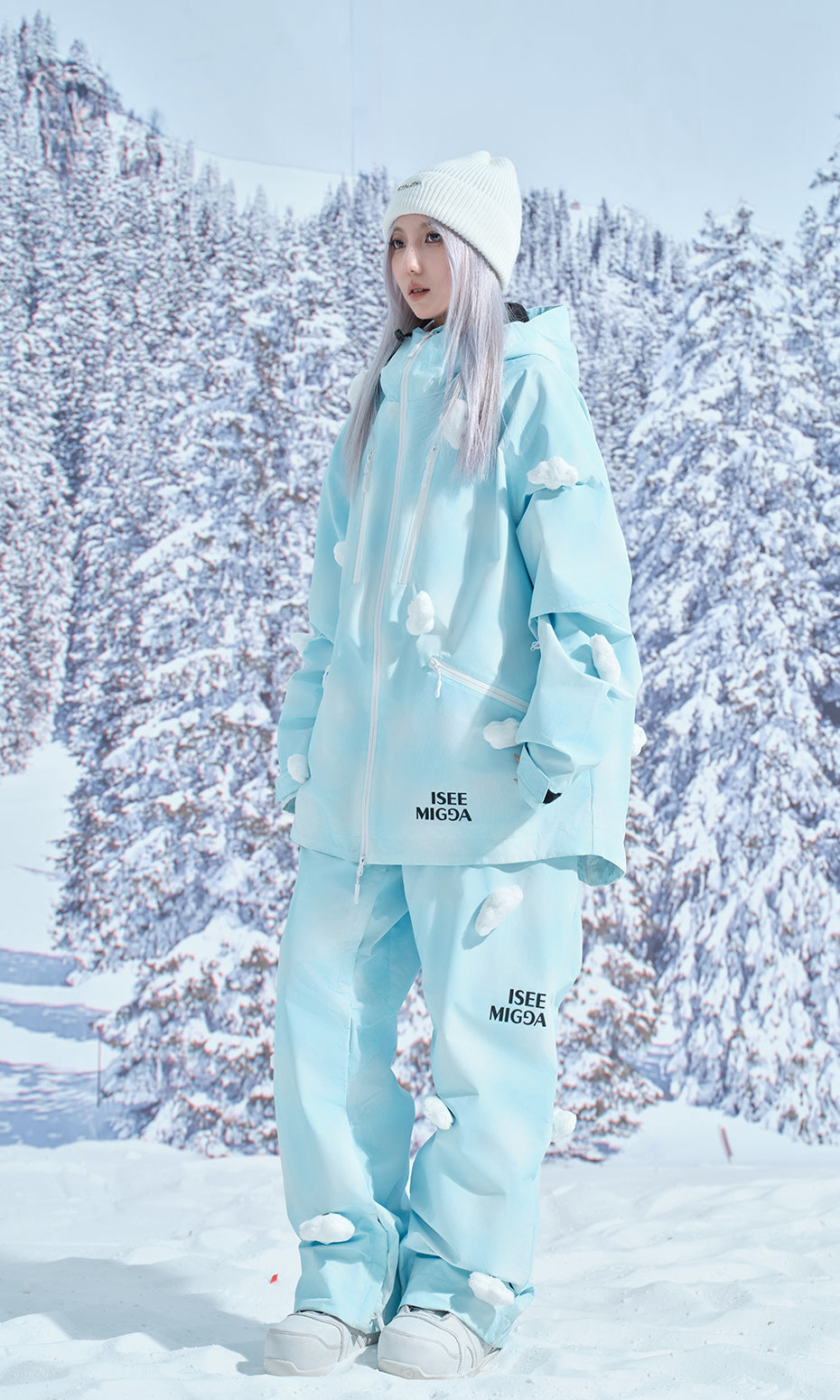 ISEE MIGGA Blue 3D Luminous Cloud Ski Suit