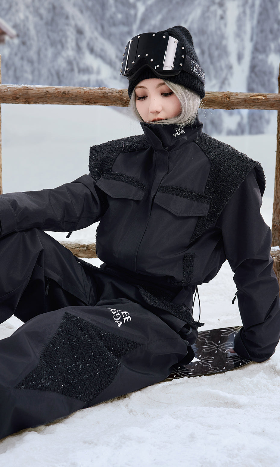 ISEE MIGGA Black and Gold Chanel Style Ski Suit
