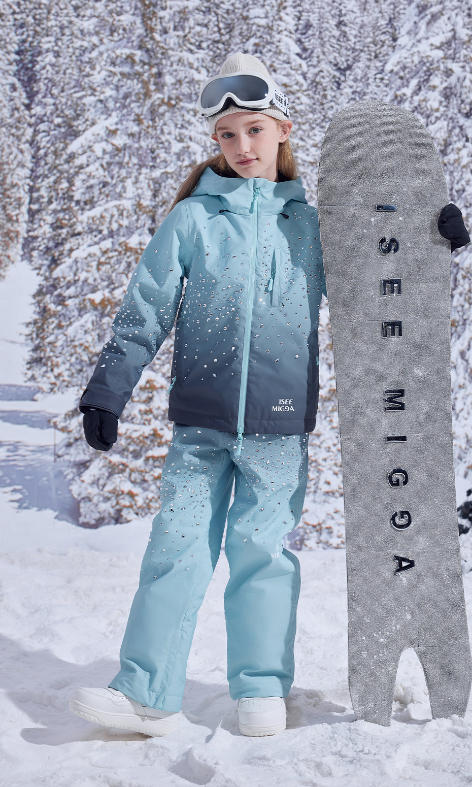 ISEE MIGGA Children's Secret Ski Suit in Ocean Blue