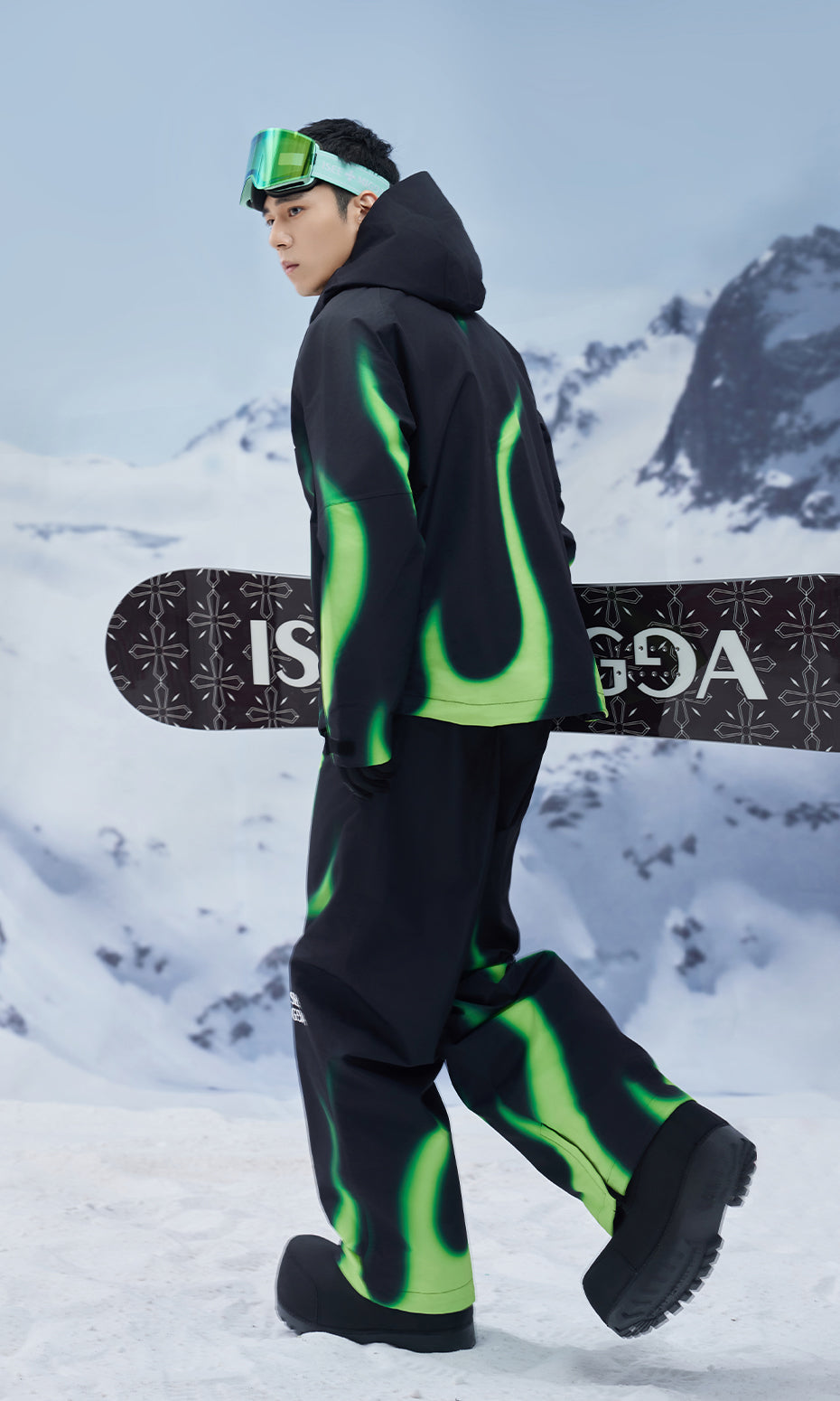 ISEE MIGGA Green Flame Ski Suit