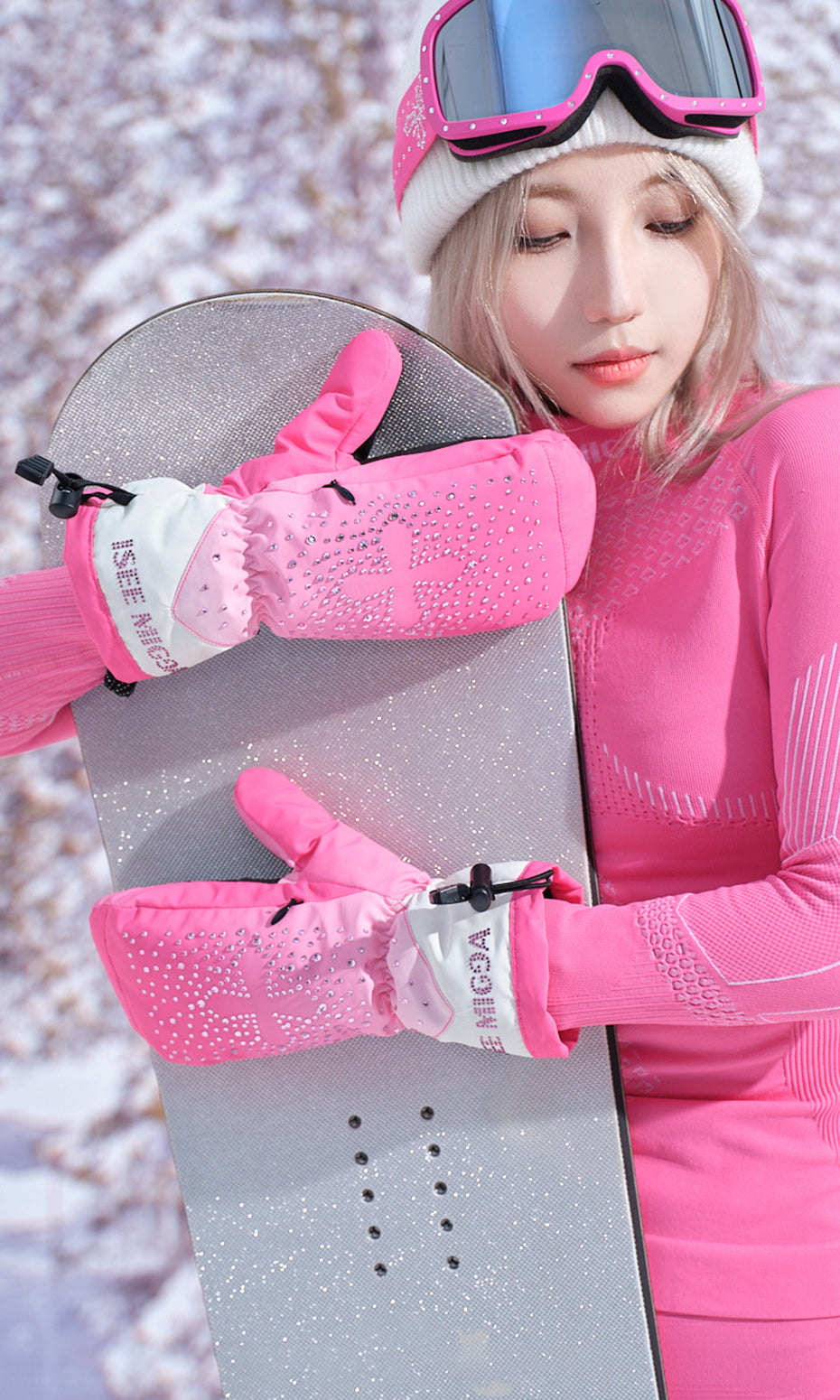 ISEE MIGGA Cross Rhinestone Gloves