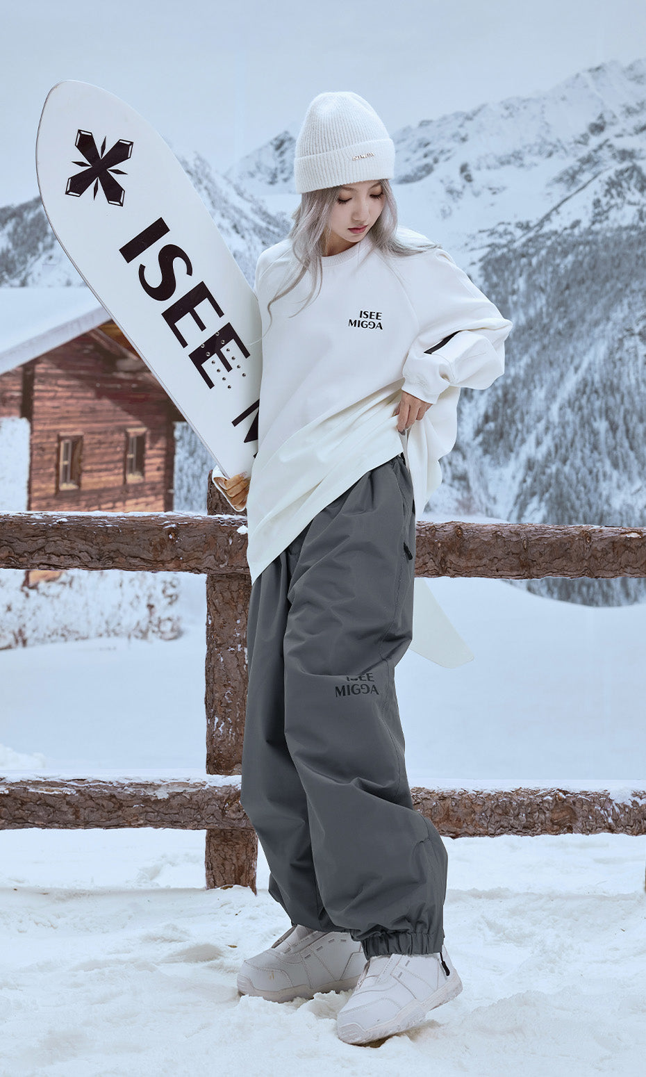 ISEE MIGGA Black Tortoise Grey Wide-Leg Pants