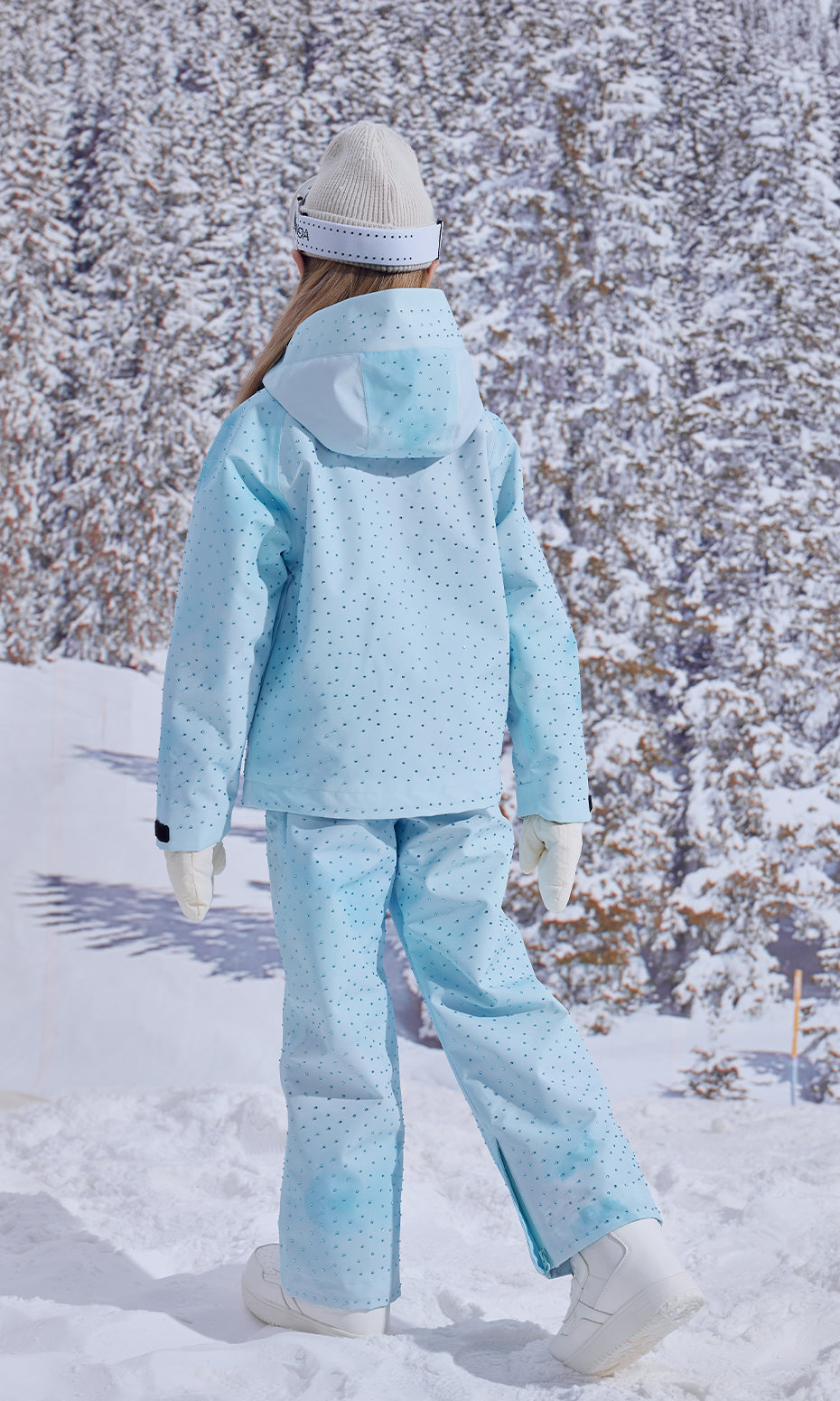 ISEE MIGGA Children's Diamond-Covered Blue Ski Suit