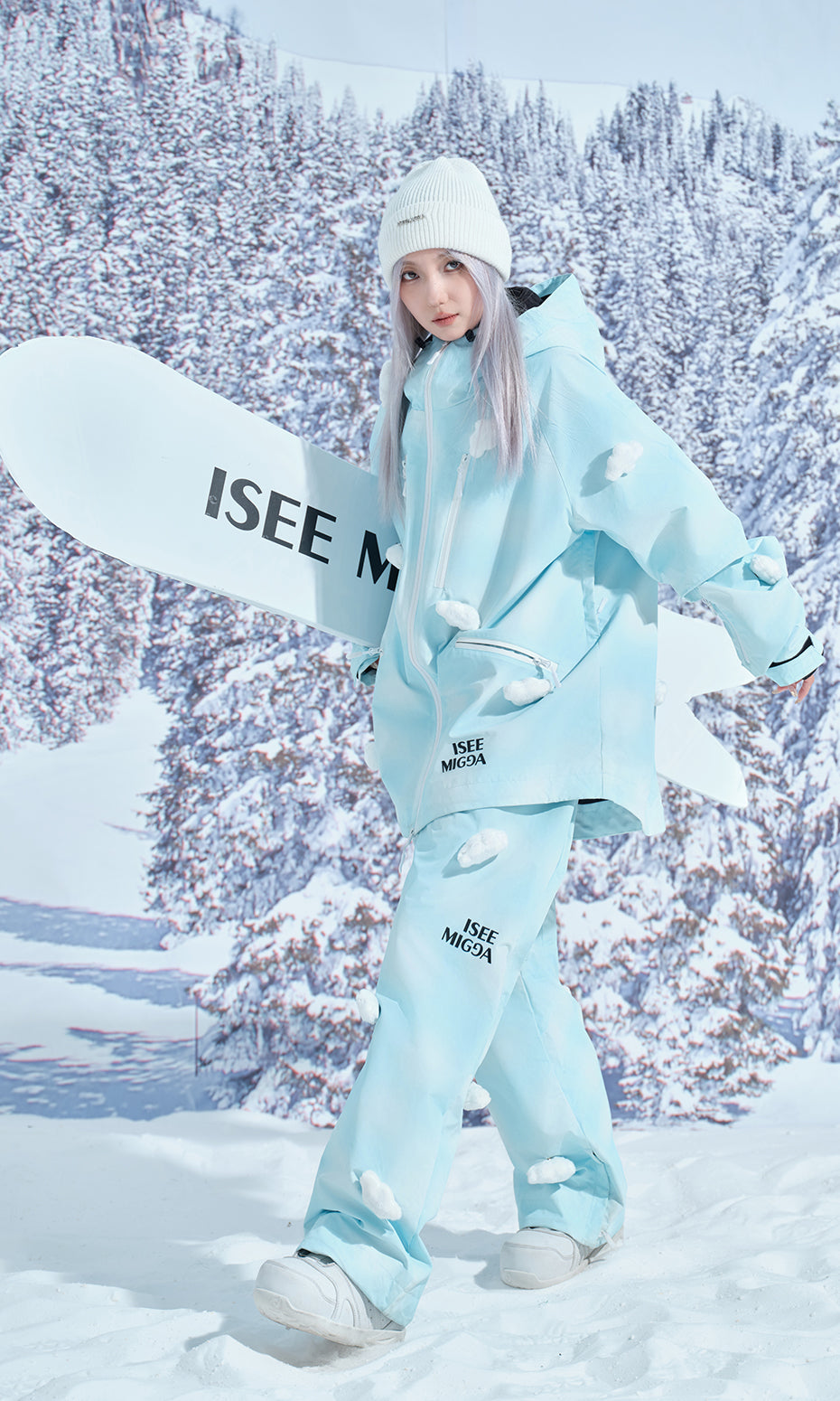 ISEE MIGGA Blue 3D Luminous Cloud Ski Suit